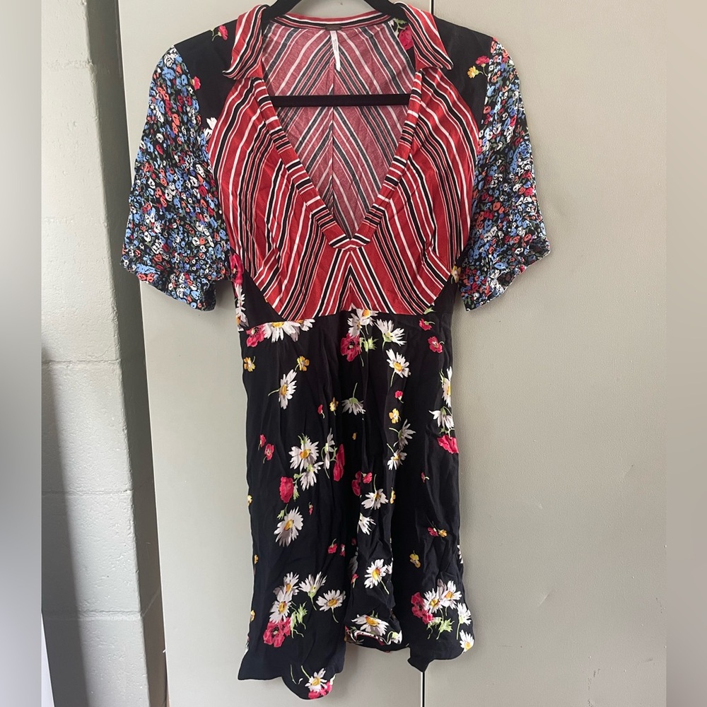 Free People multi-print collared zip dress